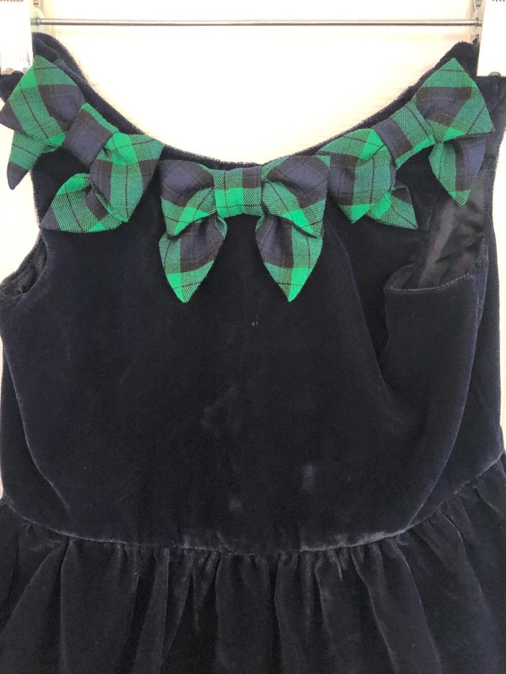 Janie and Jack Girls Navy Blue Sleeveless Lining Velvet Dress Like New Size 4